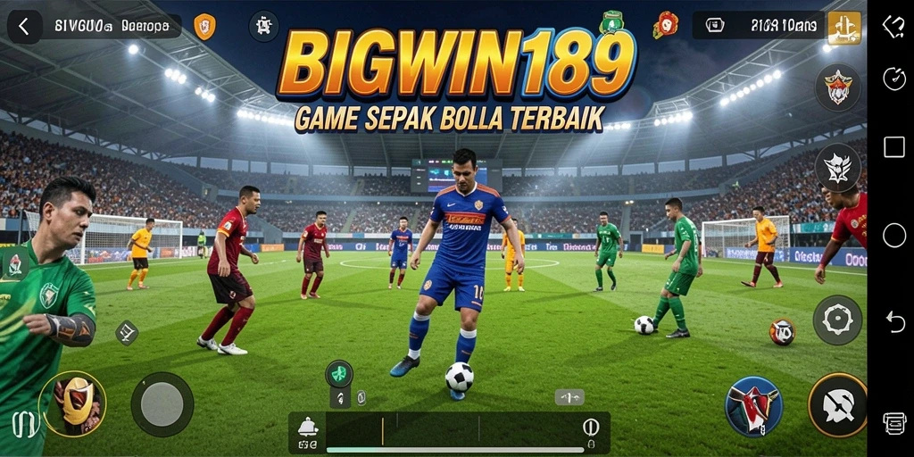Tangkapan layar gameplay utama BIGWIN189 menampilkan pertandingan sepak bola yang mendebarkan.