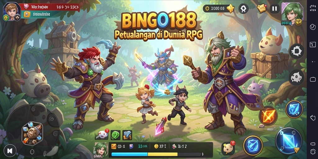 Screenshot gameplay BINGO188 menampilkan pertarungan seru di dunia RPG.