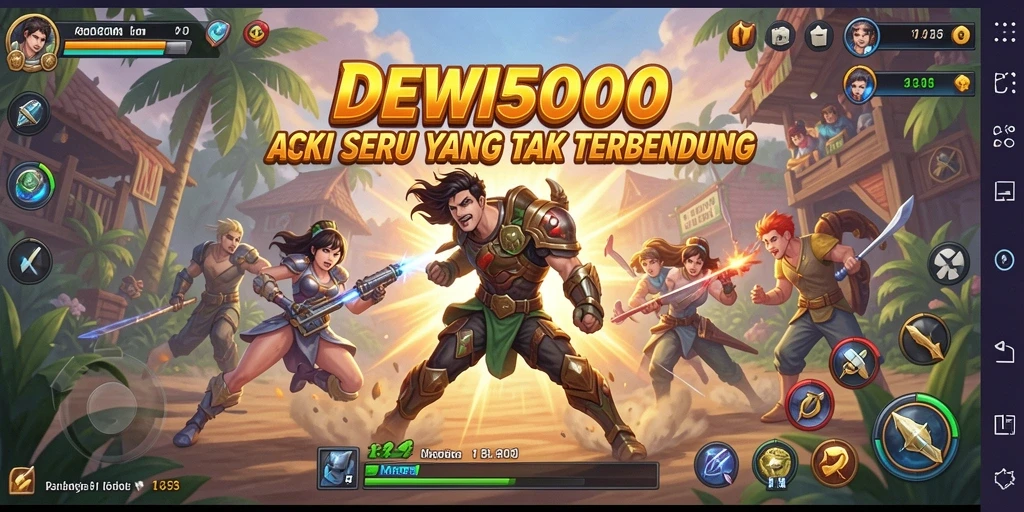 Tangkapan layar gameplay DEWI5000 yang menampilkan aksi seru di medan perang.