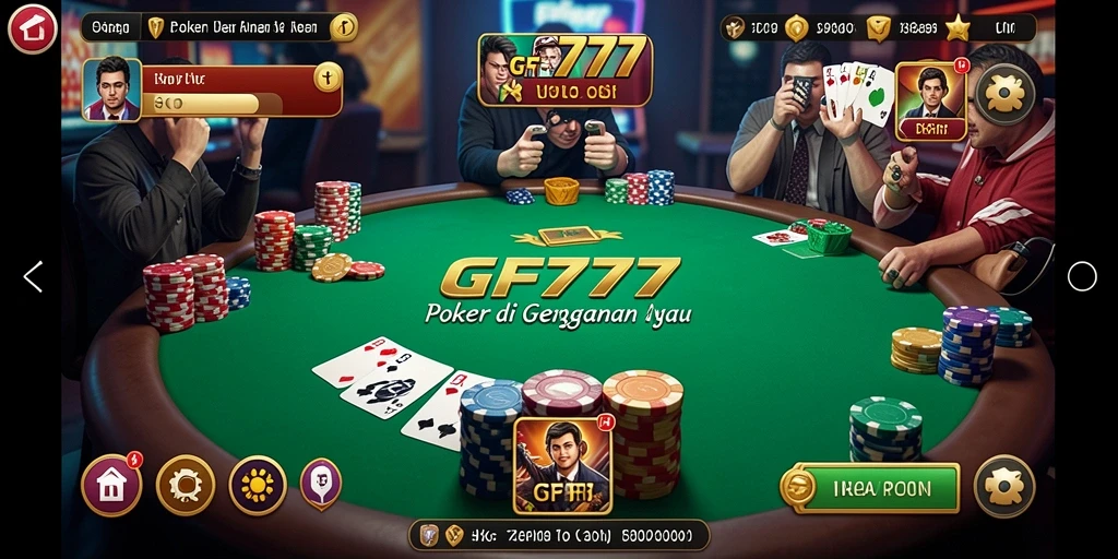 Screenshot gameplay GF777 yang menunjukkan aksi Poker seru dan menegangkan.