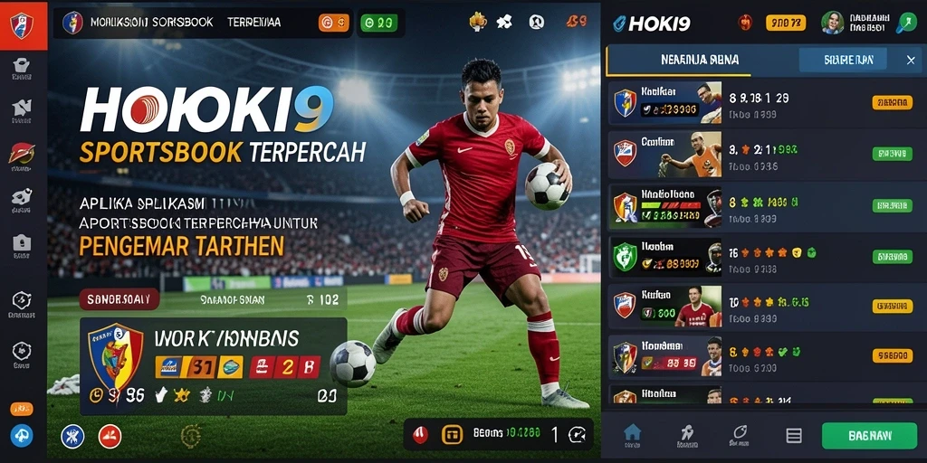 Tampilan mendebarkan dari aplikasi HOKI9 dengan fitur sportsbook.