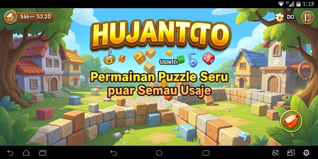 Gameplay seru HUJANTOTO dengan berbagai teka-teki menantang.