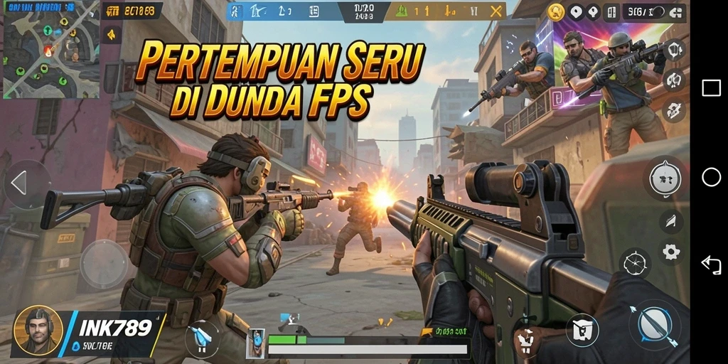 Screenshot menampilkan aksi pertempuran seru dalam permainan FPS.