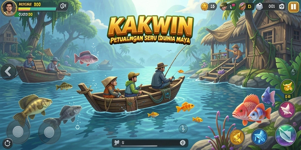 Tampilan gameplay KAKWIN dengan mode memancing yang mendebarkan.