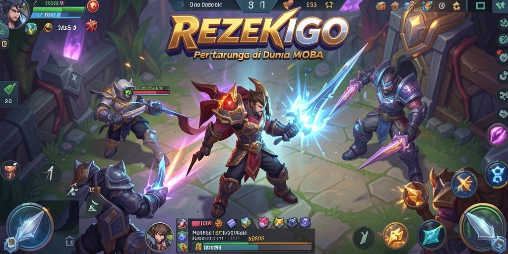 Tampilkan aksi seru dalam gameplay REZEKIGO MOBA.