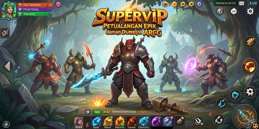 Screenshot dari gameplay SUPERVIP yang menunjukkan pertarungan epik di dunia ARPG.