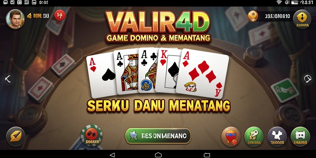 Screenshot utama VALIR4D menunjukkan keseruan dalam bermain Domino.