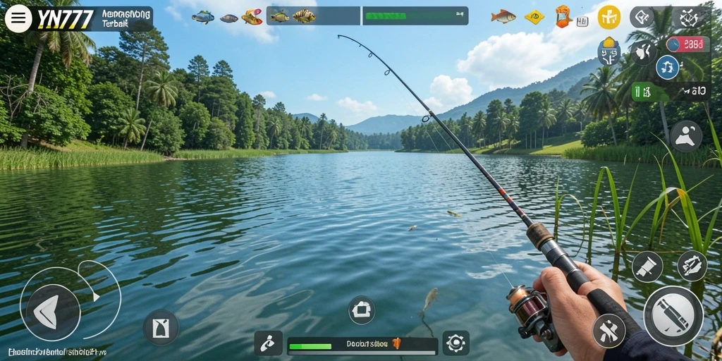 Screenshot gameplay YN777 menampilkan aksi memancing yang seru.